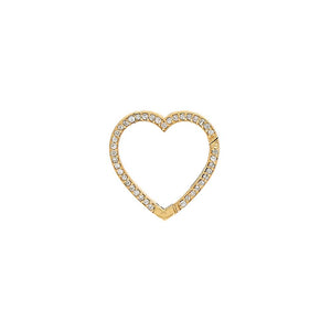 14K Gold Large Diamond Pave Heart Charm Connector Clasp 14K - Adina Eden's Jewels