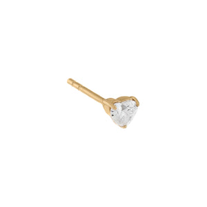 14K Gold / Single Diamond Heart Stud Earring 14K - Adina Eden's Jewels