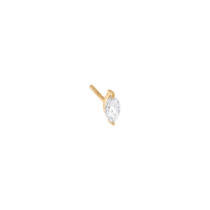 14K Gold / Single Diamond Marquise Stud Earring 14K - Adina Eden's Jewels