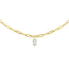 Gold CZ Teardrop Link Necklace - Adina Eden's Jewels