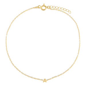 Gold / A Tiny Solid Uppercase Initial Anklet - Adina Eden's Jewels