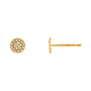 Gold Round Pavé Disc Stud Earring - Adina Eden's Jewels