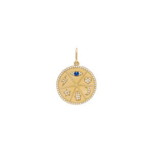 14K Gold Large Diamond Medallion Charm 14K - Adina Eden's Jewels