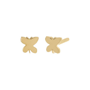 14K Gold / Pair Tiny Solid Butterfly Stud Earring 14K - Adina Eden's Jewels