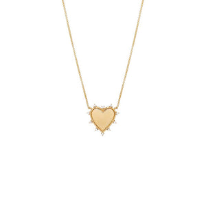 14K Gold Diamond Spiked Heart Necklace 14K - Adina Eden's Jewels