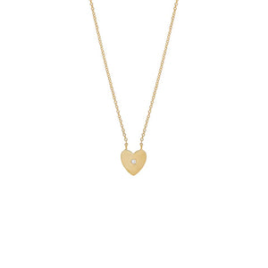 14K Gold Single Diamond Pendant Heart Necklace 14K - Adina Eden's Jewels