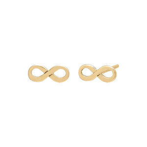 14K Gold / 7 MM / Pair Solid Infinity Sign Stud Earring 14K - Adina Eden's Jewels