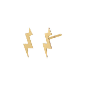 14K Gold Solid Lightning Bolt Stud Earring 14K - Adina Eden's Jewels