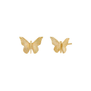 14K Gold Ridged Butterfly Stud Earring 14K - Adina Eden's Jewels