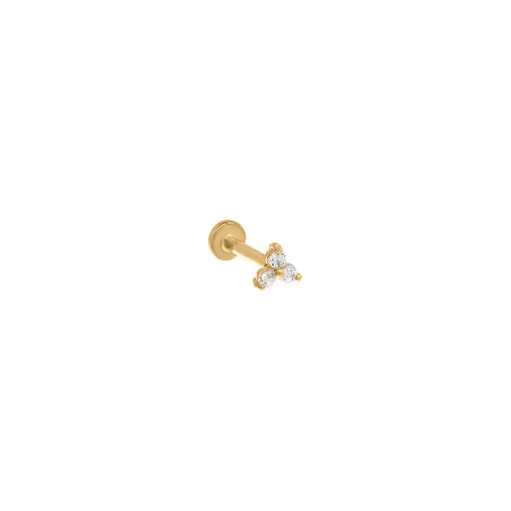 14K Gold / 6.5MM CZ Trio Cluster Stud Earring 14K - Adina Eden's Jewels