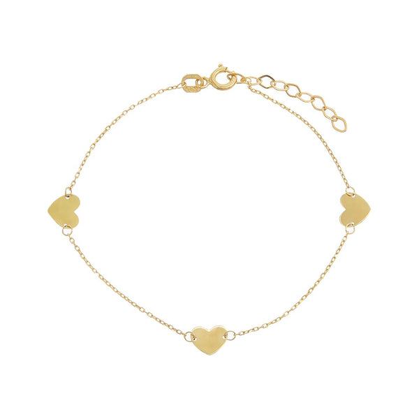 Triple Solid Heart Bracelet 14K | Adina Eden Jewels