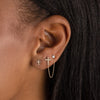  CZ Cross X Solitaire Chain Stud Earring 14K - Adina Eden's Jewels