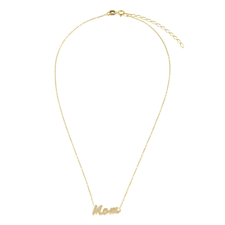  Pavé Script Mom Necklace - Adina Eden's Jewels