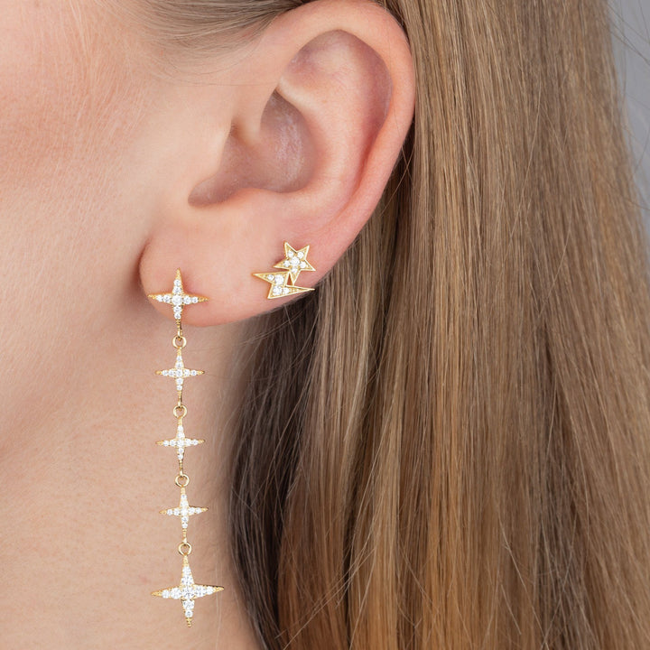  CZ Star X Lightning Stud Earring - Adina Eden's Jewels