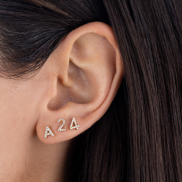 14k Gold Letter Stud Earrings Minimalist A-Z Alphabet 