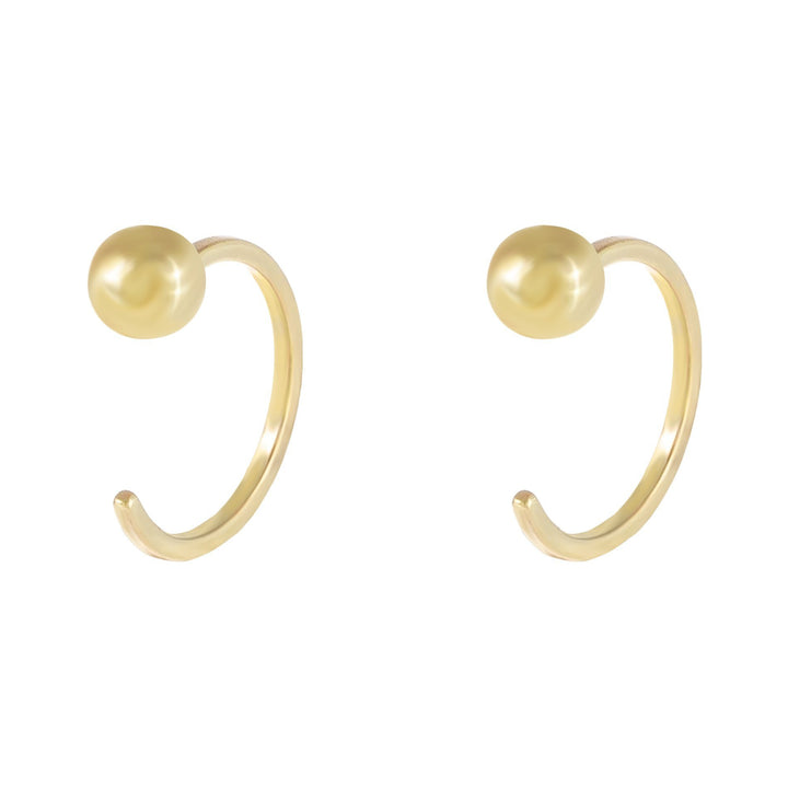 14K Gold Mini Ball Threader Hoop Earring 14K - Adina Eden's Jewels