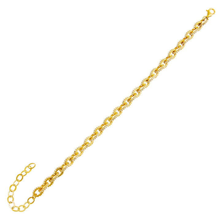 Gold Pavé Circular Link Bracelet - Adina Eden's Jewels