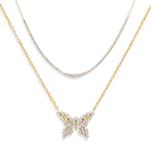 Gold Butterfly Bling Necklace Combo Set - Adina Eden's Jewels