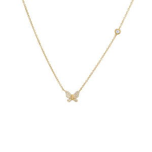 14K Gold Diamond Pavé Butterfly & Bezel Necklace 14K - Adina Eden's Jewels