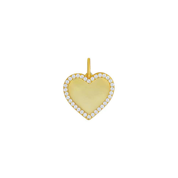 Engraveable Pave Outlined Heart Necklace Charm | Adina Eden Jewels