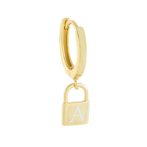 Gold / Single / Engraved Engraved Mini Solid Lock Huggie Earring - Adina Eden's Jewels