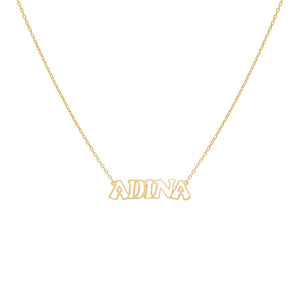 Gold Graffiti Cut-Out Nameplate Necklace - Adina Eden's Jewels