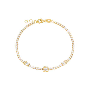 Gold Triple Baguette Tennis Bracelet - Adina Eden's Jewels