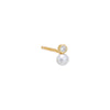 Pearl White / Single CZ Bezel X Pearl Stud Earring - Adina Eden's Jewels