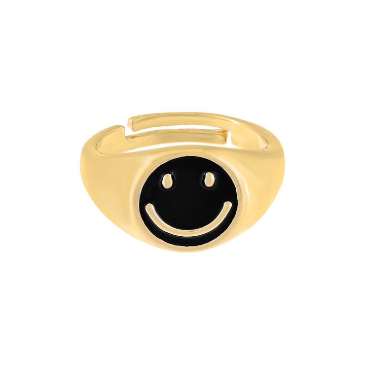  Neon Enamel Smiley Face Adjustable Ring - Adina Eden's Jewels