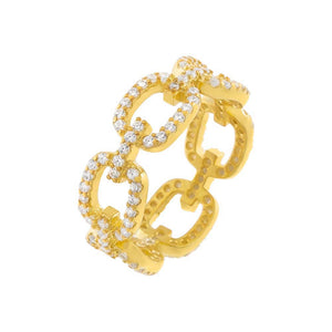 Gold / 6 Pavé Square Link Ring - Adina Eden's Jewels