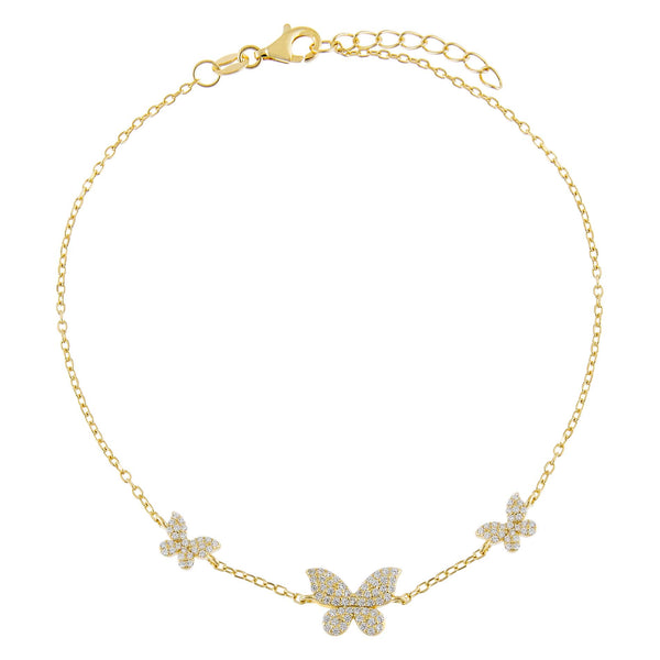 Pavé Triple Butterfly Anklet | Adina Eden Jewels