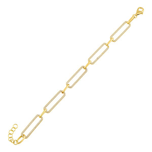 Gold Pavé Paper Clip Link Bracelet - Adina Eden's Jewels