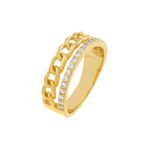 Gold / 5 Link x Pavé Double Row Ring - Adina Eden's Jewels