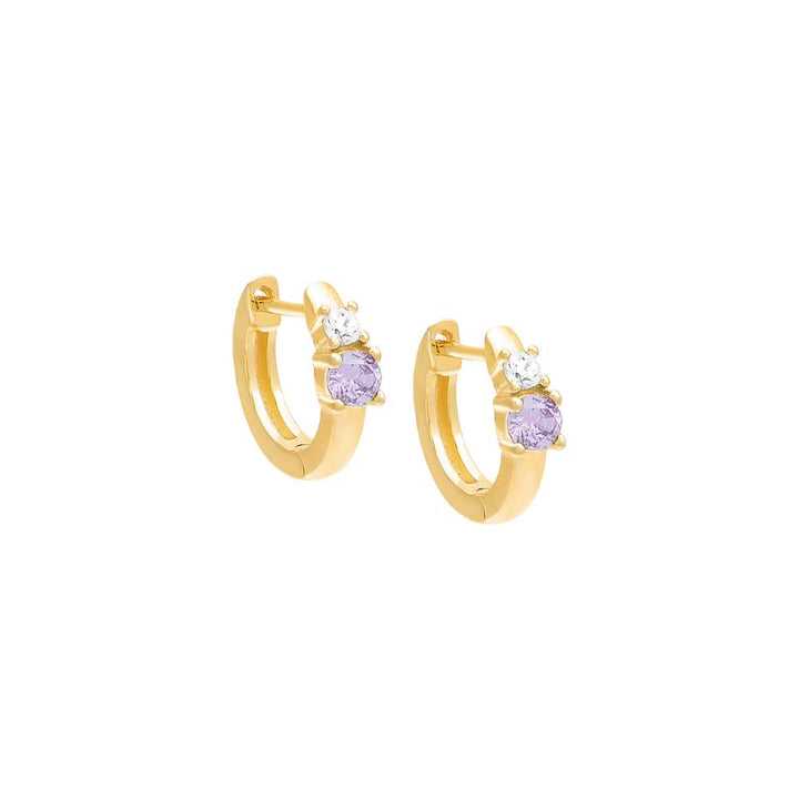 Amethyst Pastel Double Solitaire Huggie Earring - Adina Eden's Jewels