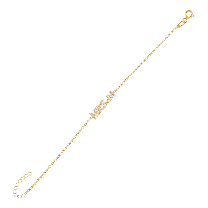 Gold / B Pavé Mrs. Nameplate Bracelet - Adina Eden's Jewels