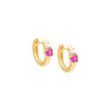 Sapphire Pink Pastel Double Solitaire Huggie Earring - Adina Eden's Jewels