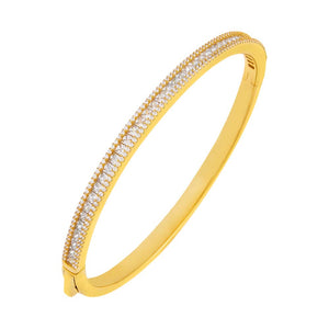 Gold CZ Princess Cut x Round Bangle - Adina Eden's Jewels