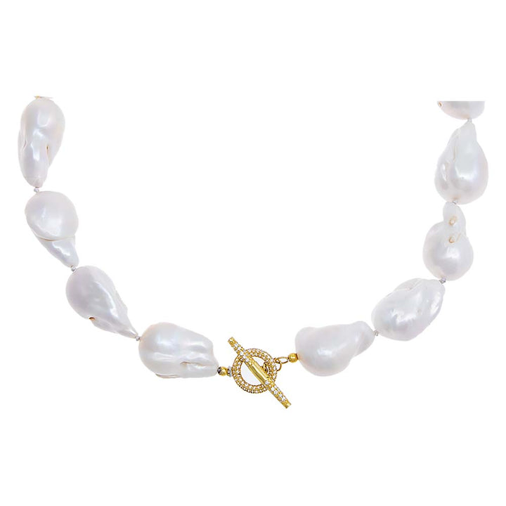 Pearl White Large Pearl Toggle Necklace - Adina Eden's Jewels