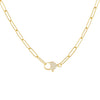 Gold Pavé Heart Clasp Link Necklace - Adina Eden's Jewels