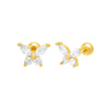  Pink Butterfly Threaded Ball Stud Earring - Adina Eden's Jewels