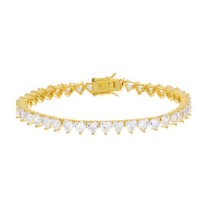 Gold Heart Tennis Bracelet - Adina Eden's Jewels