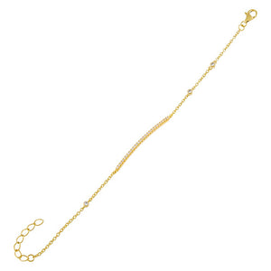 Gold Pavé Bar X CZ Bezel Chain Bracelet - Adina Eden's Jewels