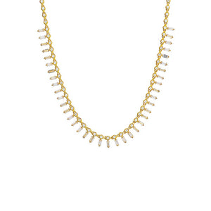 Gold Solitaire Bezel X Dangling Baguette Choker - Adina Eden's Jewels