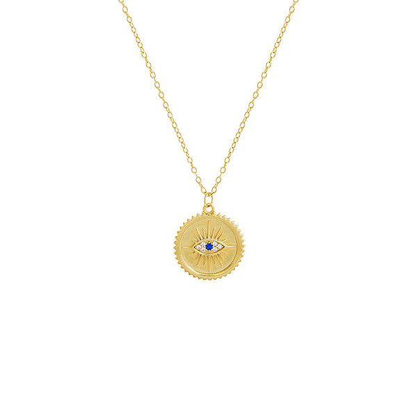 Evil Eye Medallion Pendant Necklace | Adina Eden Jewels