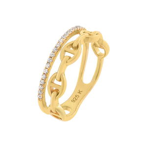  Pavé x Mariner Link Double Row Ring - Adina Eden's Jewels