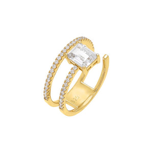 Gold / 6 Emerald Half Wrap Pavé Ring - Adina Eden's Jewels