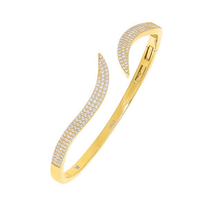 Gold Pavé Wave Bangle - Adina Eden's Jewels