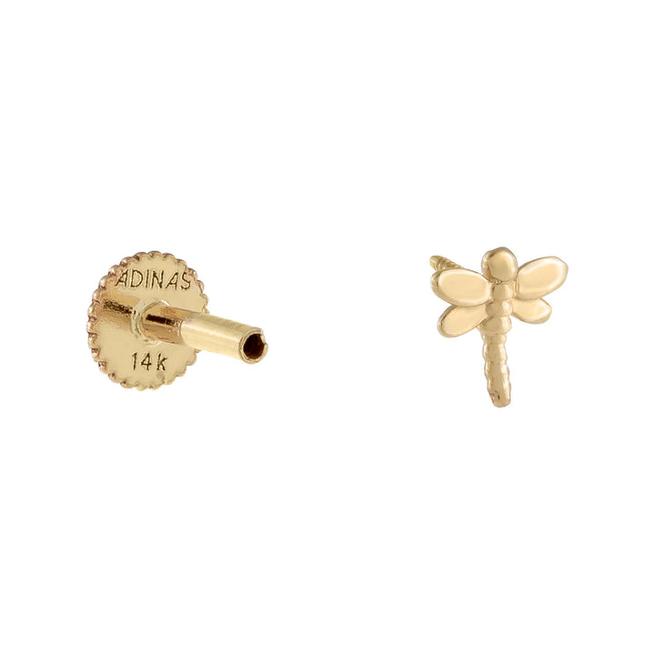  Dragonfly Threaded Stud Earring 14K - Adina Eden's Jewels