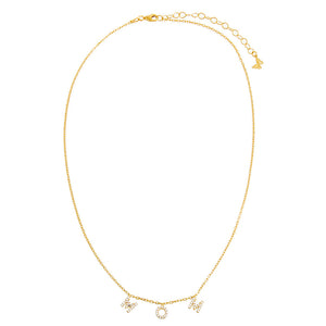 Gold Mini Pavé 'MOM' Block Name Necklace - Adina Eden's Jewels