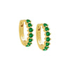 Emerald Green / Pair Colored Diagonal Embedded Huggie Earring - Adina Eden's Jewels